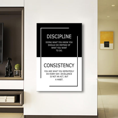 YSPCSUN Motivational Poster Discipline Consistency Success Quote Office Decor Painting Practice Inspirational Canvas Wall Art Prints Artwork for Modern Home Living Room Ready to Hang [24''Wx 36''H]