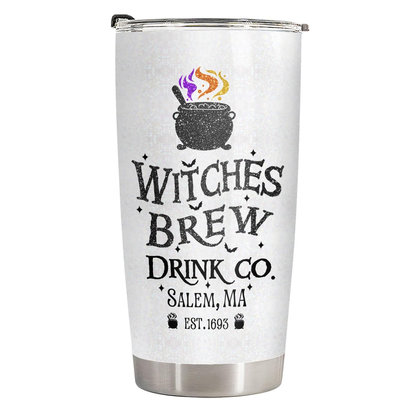34HD Funny Witch Brew Tumbler 20oz Stainless Steel Insulated - Hocus Nutrition Facts for Halloween Fans - Birthday Present for Men & Movie Fans