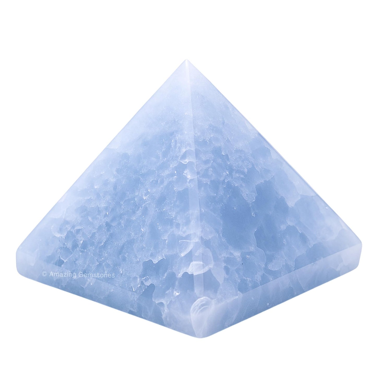 Amazing Gemstone Blue Calcite Pyramid Crystal Healing Stones - 1" Great Pyramid Figurine of Natural Stone Pyramid for Meditation, Reiki, Chakra Balancing and Crystal Pyramids Grid