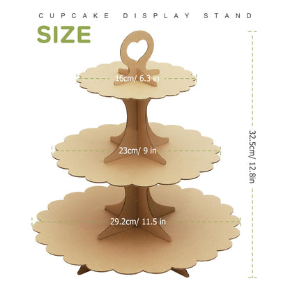 Humlindo 3-Tier Brown Cupcake Stand, Vintage Kraft Paper Dessert Display Tower, Rustic Party Serveware for Wedding Birthday Baby Shower (2-Pack) ﻿