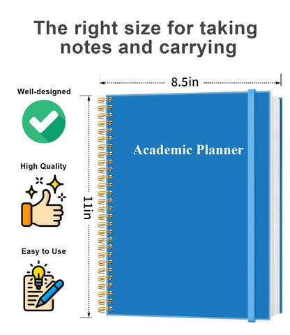 Academic Planner for 2026-2027 or Anytime - Undated Weekly Student Planner For Homeschool, High School, College & Nursing Students, 200 Pages, 8.5" x 11", Blue