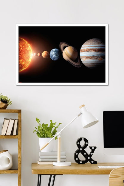 Science - Solar System Planets 26 Wall Poster, 34L" x 22.4W", White Framed Version