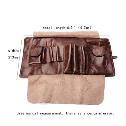 OLD FOX Cigar Pouch Case Pipe Case Holder Genuine Leather Retro Bag Pouch Tobacco Pipe Brown FC0008