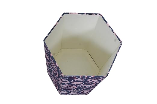 Generic 3.3 Gallon Cotton Hand Block Printed Paper Waste Basket |Small Decorative Trash Can for Housewarming Gifts in Living Room, Bedroom, Bathroom | Eco-Friendly, Plastic-Free (1, BLUE PINK MUKAT)
