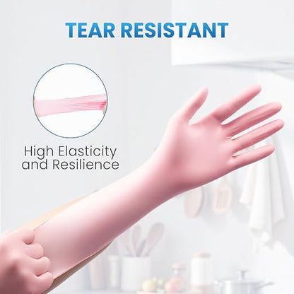 Borje Pink Nitrile Gloves, 100 Count Disposable Gloves, Large, Latex & Powder-Free, Food Safe, Cleaning, Esthetician, Cooking