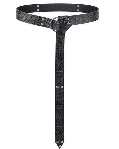 CoTeeZa Medieval Renaissance Leather Belt - Vintage Gothic Skull Cross Punk Black Style Waist Belts for Men Women Cosplay LARP Renfaire Viking Knight Costume Accessory