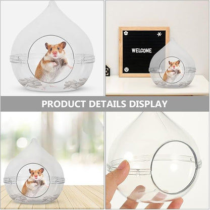 Ipetboom Acrylic Hamster Bathtub Transparent Dust Bath Container for Chinchilla Small Pet Cage Accessory
