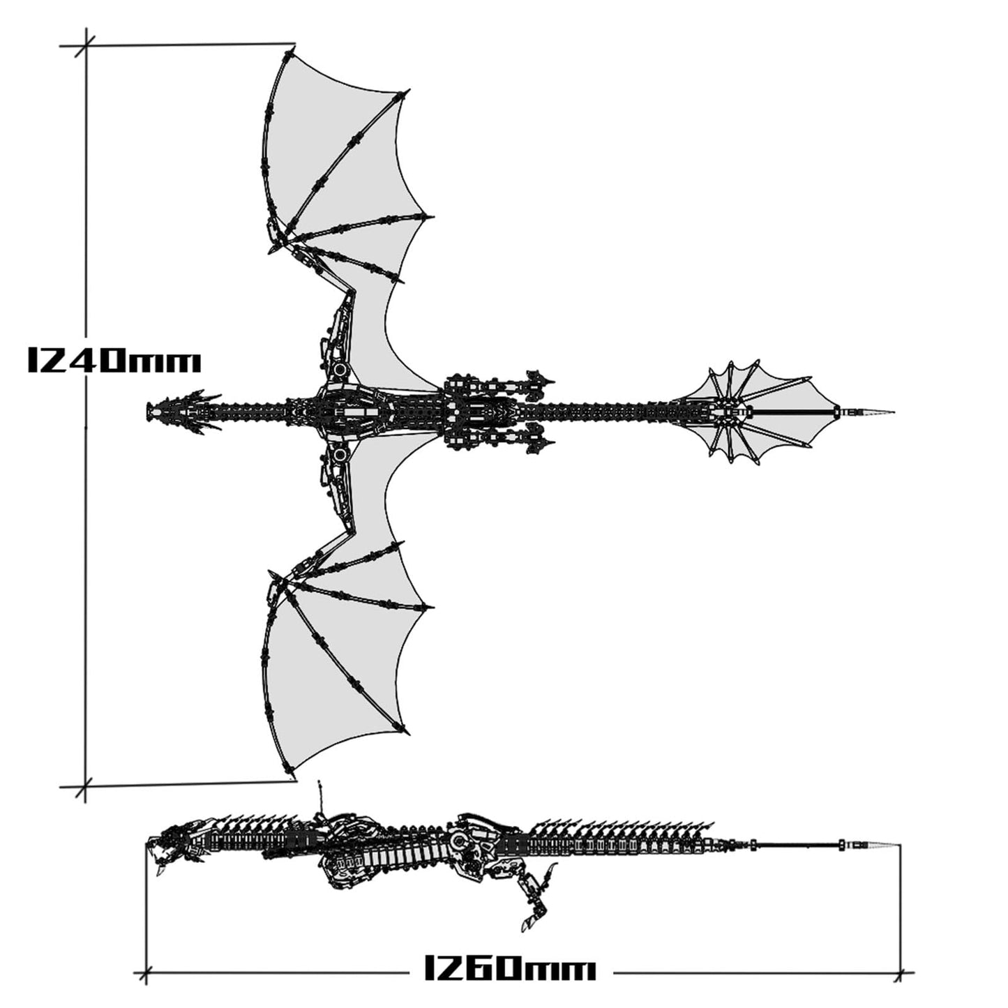 3D Metal Puzzle for Adults - Bloodthirsty Aurora Dragon Model Kit, 3000+ Pieces, 126cm Long - Mechanical DIY Assembly for Collectors