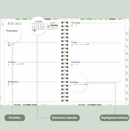 Planner 2025-2026 for Women & Men, Weekly and Monthly Calendar Notebook (July 2025 - June 2026), Hardcover Spiral Bound School Teacher Student Planner with Tabs, Inner Pocket, A5 (6.3" x 8.5")