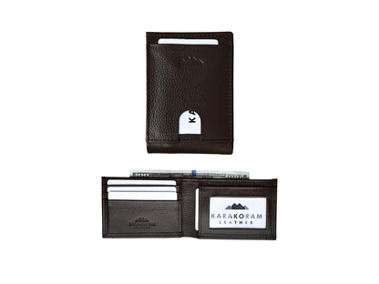 KARAKORAM LEATHER Slim BiFold Wallet for Men | Premium Cowhide Leather | Artisan Made | RFID Blocking | 12-14 Cards with 2 Quick Access Slots | Front Pocket Everyday Carry (Mountain Mocha)