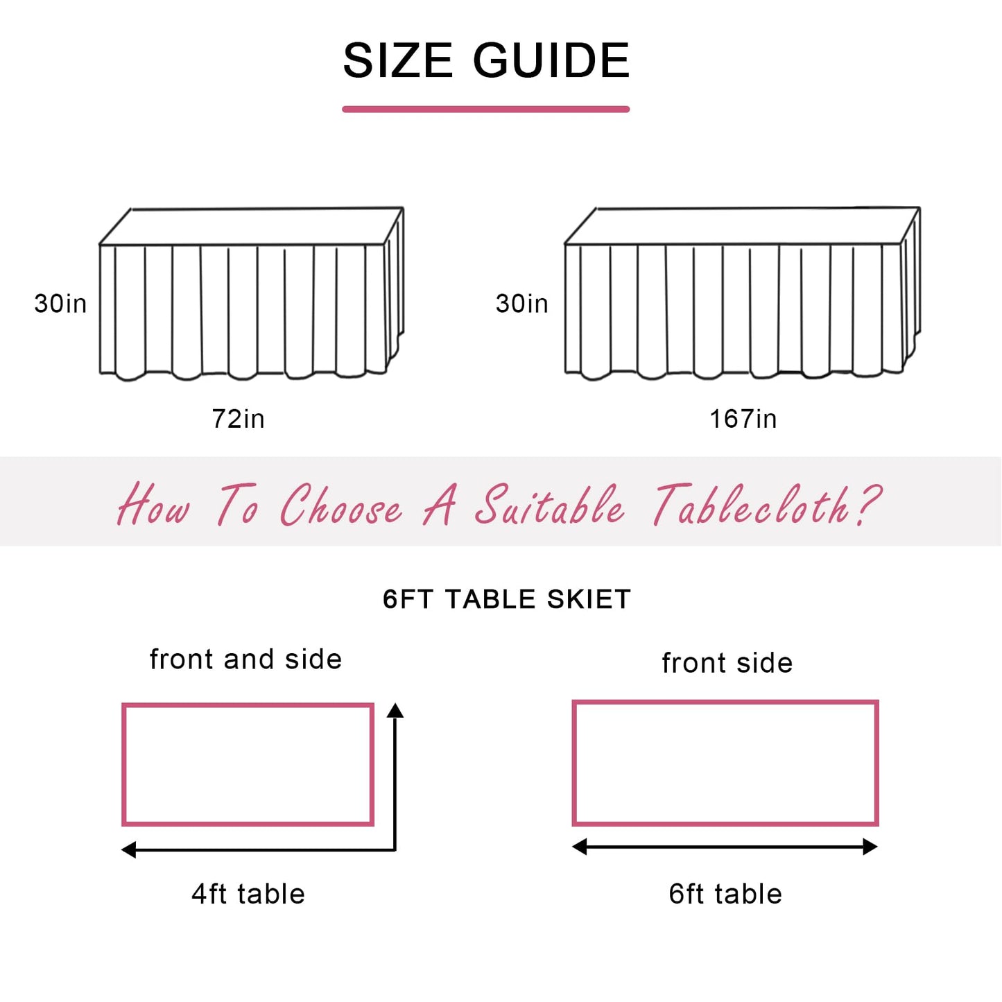 JEVIX Pink Table Skirt 6ft Tutu Table Skirt For Rectangle Table Birthday Party Decorations Baby Shower Girls Parties Cake Dessert Table Decorations Ruffle Table Skirting
