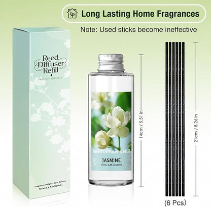 SCENTORINI Reed Diffuser Oil Refill, Jasmine Diffuser Oil 6.76 Fl Oz, Natural Scented Essential Oil Refill Long Lasting Summer Home Fragrance for Room Spa Aromatherapy Bathroom Home Decor