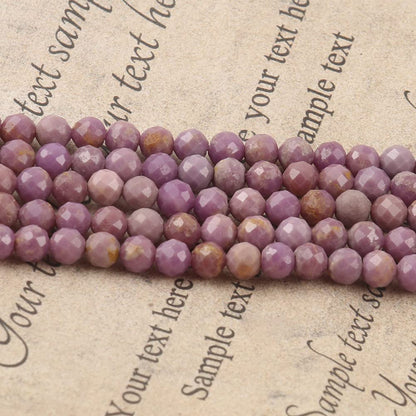 Song Xi 90pcs 4mm Natural Purple Mica Gemstone Beads Faceted Round Loose Stone Beads for Jewelry Making