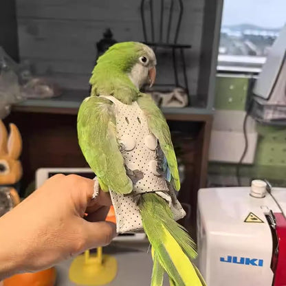 Premium Genuine Cowhide Bird Flight Harness Anti Bite Breathable Parrot Diaper Parrot Suit with Leash for Parakeet Conure Quaker Flying Clothes Rope and Handle (with Leash,Small)