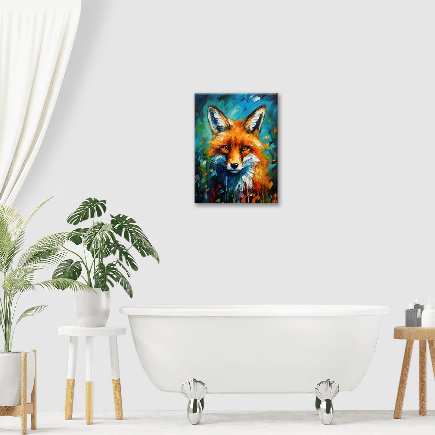 Fox Decor Wall Art Banksy Fox Pictures Wall Decor Canvas Prints Framed Artwork Paintings Poster Fox Gifts Decorations for Home Kitchen Bedroom Living Room Bathroom Office 12"x16"