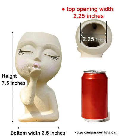 COMODID Cute Plant Pot Head Planter,Face Planters Pots Head,Succulent Pots,Unique Planters,Decorative Pots for Plants Indoor,Funny Plant Pots,Face Vase (Khaki)