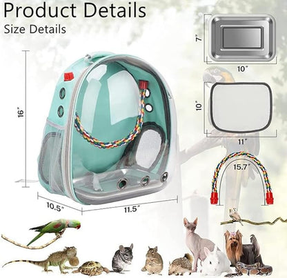 Bird Carrier Cage, Bird Travel Backpack with Stainless Steel Tray and Standing Perch