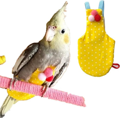 Bird Flight Suits Diapers, Parrot Flight Suits Diapers for Monk Parakeets, Cockatiels Flight Suits, Parrot Clothes, Bird Training Nappy Suit Liners Clothes (Yellow,Lovebird)