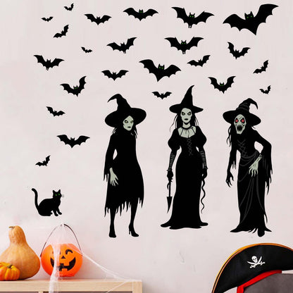 Halloween Witch Wall Stickers for Adult: Peel and Stick Gothic Scary Bat Wall Decals for Living Room Bedroom - Halloween Wall Decor Lovers