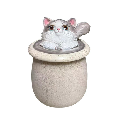 Terramason Marble Jar Cat Storage Container with Removable Lid Brown Candy Miscellaneous Goods Canister Home Decor Gift