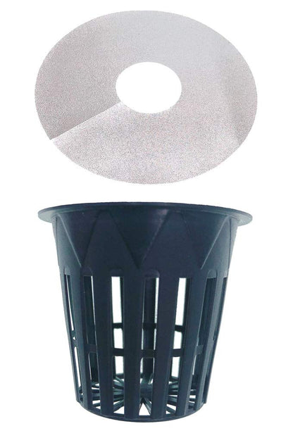 HORTIPOTS 2 Inch Net Pot 2 in Wide Rim Design with Reflective Net Pot Lids (Set of 75)