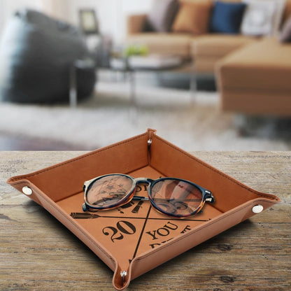 Bella Busta-Personalize Graduation Keepsake for Her, Him, Friends and Family- High School, College,University- Congratulations-Engraved Leather Valet Tray (Rawhide)