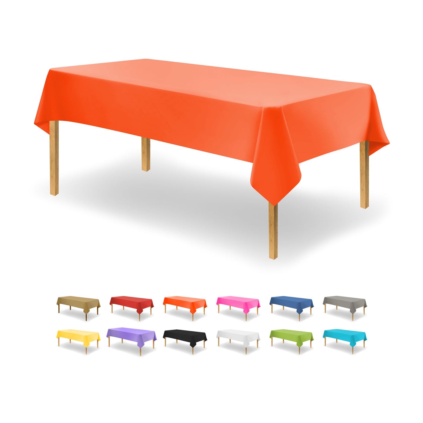 Party Dimensions Orange Disposable Plastic Tablecloth for Rectangle Tables (12 Pack) Table Cloths for Parties, Halloween, Events & Weddings, Indoors Outdoors, 54 x 108 inches, Plastic Table Cover