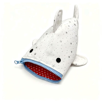 MemeChic Shark Pencil Case Creative Novelty Fish Shape Large Capacity Pen Bag，Adorable Stationery Storage Bag,Coin Purse，Funny Pencil Pouch,Multi-Purpose Organizer (White)