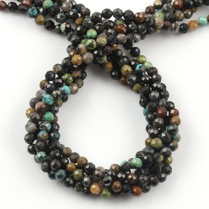 Song Xi 90pcs 4mm Natural African Turquoise Gemstone Beads Faceted Round Loose Stone Beads for Jewelry Making