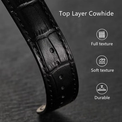 HEYOZURY Watch Bands Genuine Leather Embossed Alligator Grain Calfskin Replacement Strap for Women Men Bracelet Choose Color Width 16mm 17mm 18mm 19mm 20mm 21mm 22mm 22mm 24mm