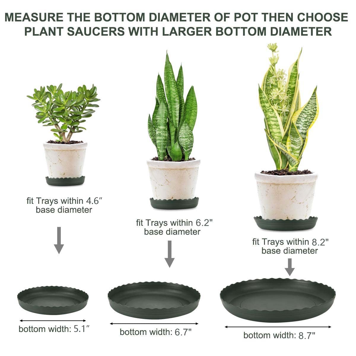 ECOESPTI 12Pcs Plant Saucer, 6 8 10 Inch Durable Plastic Plant Tray, Black Round Plant Pot Saucers, Drip Tray for Indoor and Outdoor Garden