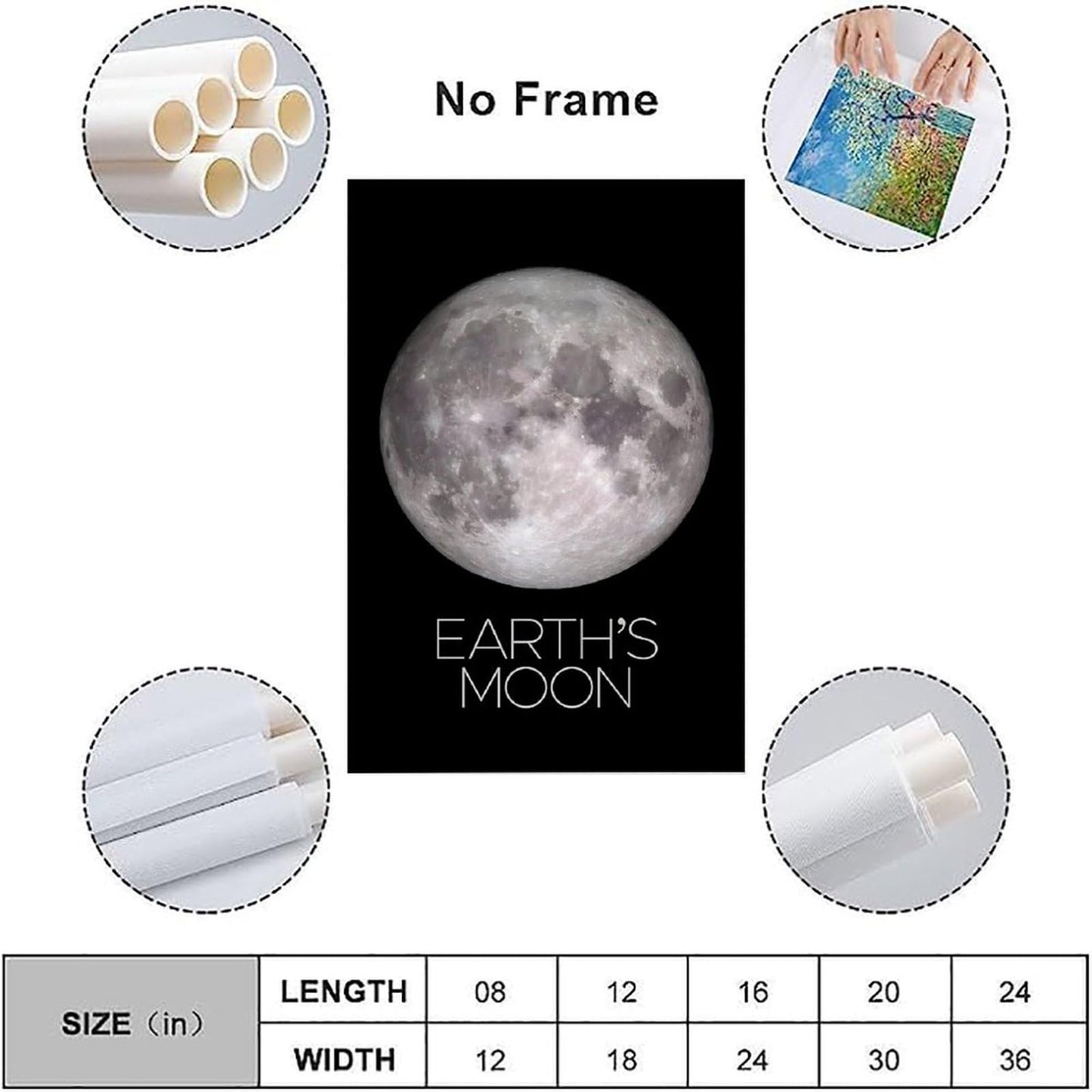 XIAOLOUTINYU Solar System Canvas Wall Art - Moon Planet Space Poster for Kids Room Bedroom Classroom, STEM Educational Astronomy Decor, Science Gift for Boys Girls Teens, 16x24 Inch Unframed
