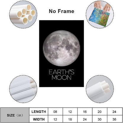 XIAOLOUTINYU Solar System Canvas Wall Art - Moon Planet Space Poster for Kids Room Bedroom Classroom, STEM Educational Astronomy Decor, Science Gift for Boys Girls Teens, 12x18 Inch Unframed