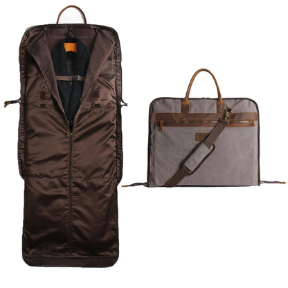 TRITOUR Garment Bags for Travel Leather canvas Suit Bag with Extended Design Computer Compartment