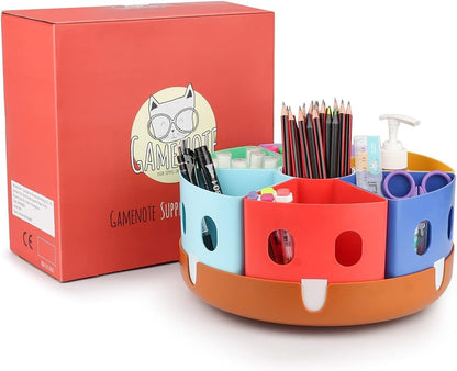 GAMENOTE Rotating Art Supplies Organizer - Lazy Susan Office School Supply for Kids Desk Organization and Storage Homeschool Craft Caddy Classroom Organization (Large)