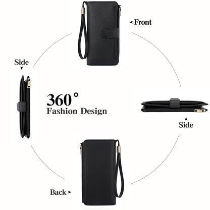 GAEKEAO Women Wallet RFID Blocking Leather Bifold Compact Card Holder Ladies Travel Wallet Purse, Large Capacity Wristlet