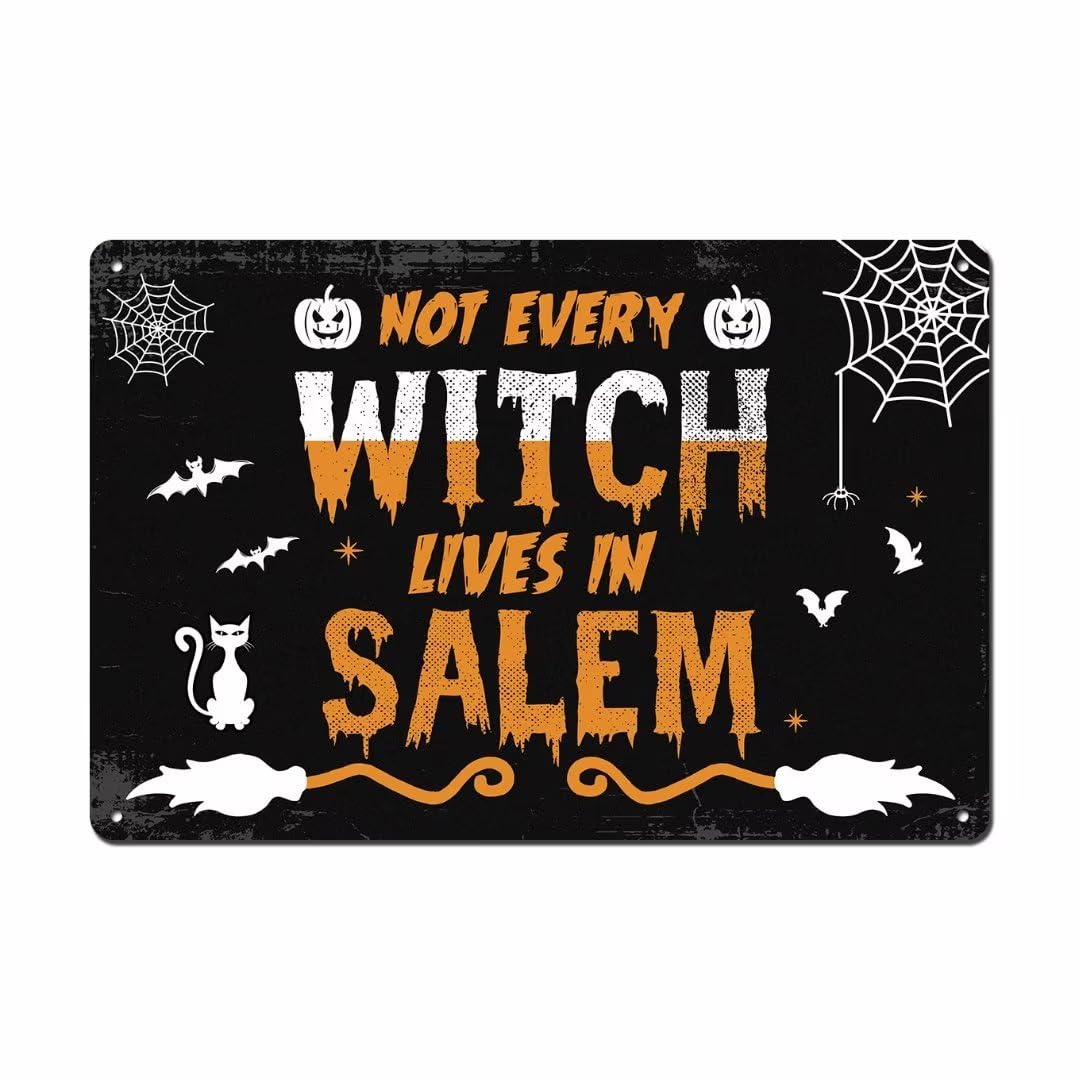 bivrten Halloween Garden Sign Not All Witches Live in Salem - Halloween Theme Holiday Farmhouse Patio Yard Outdoor Party Decor Witch Garden Decor Kitchen Witch Decor Halloween Party Decor 12x8 Inch