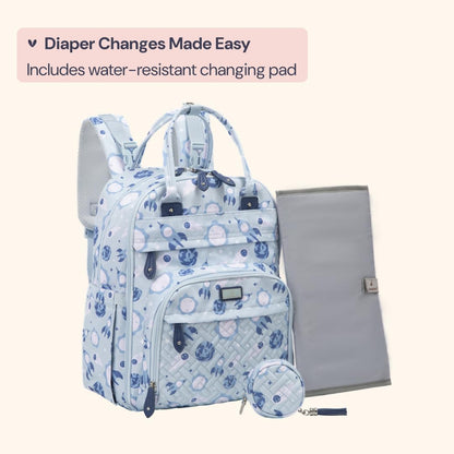 BabbleRoo Diaper Bag Backpack - Baby Essentials Travel Tote - Multi Function Water Resistant Diaper Bag, Travel Essentials Baby Bag with Changing Pad, Stroller Straps & Pacifier Case - Unisex, Cosmic
