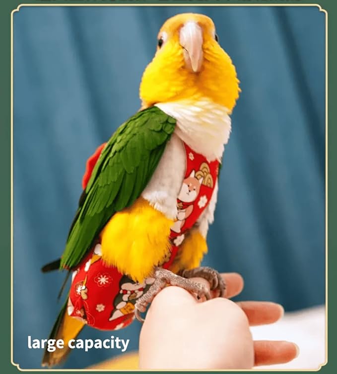 Bird Flight Suits Diapers, Parrot Diapers for Monk Parakeets, Cockatiels, Parrot Clothes Costume, Bird Training Nappy Suit Liners Clothes (Small,Light Pink)