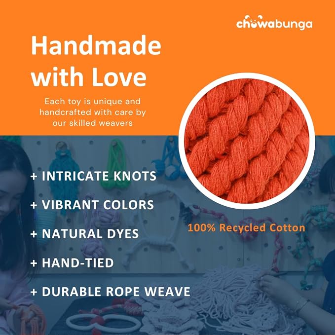 Carrot Dog Toy 5.5 Inch Handmade Eco Cotton Rope Dog Toy Carrot Chew Toy for Dogs - Made with Natural, Non-Toxic Dyes - Carrot Toy Great for Puppy Teething Toys and Cats (Orange) 2PK