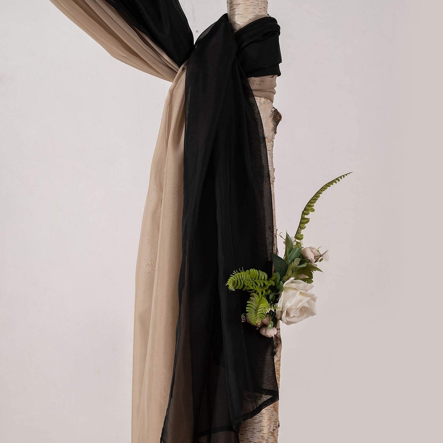 MIULEE Black Window Scarf Valance for Halloween Party - Sheer Curtain Scarf Topper Window Treatment Decorative Drapes for Wedding Arch Ceremony Canopy Bed, Swag Curtain One Panel, 37"x 216"