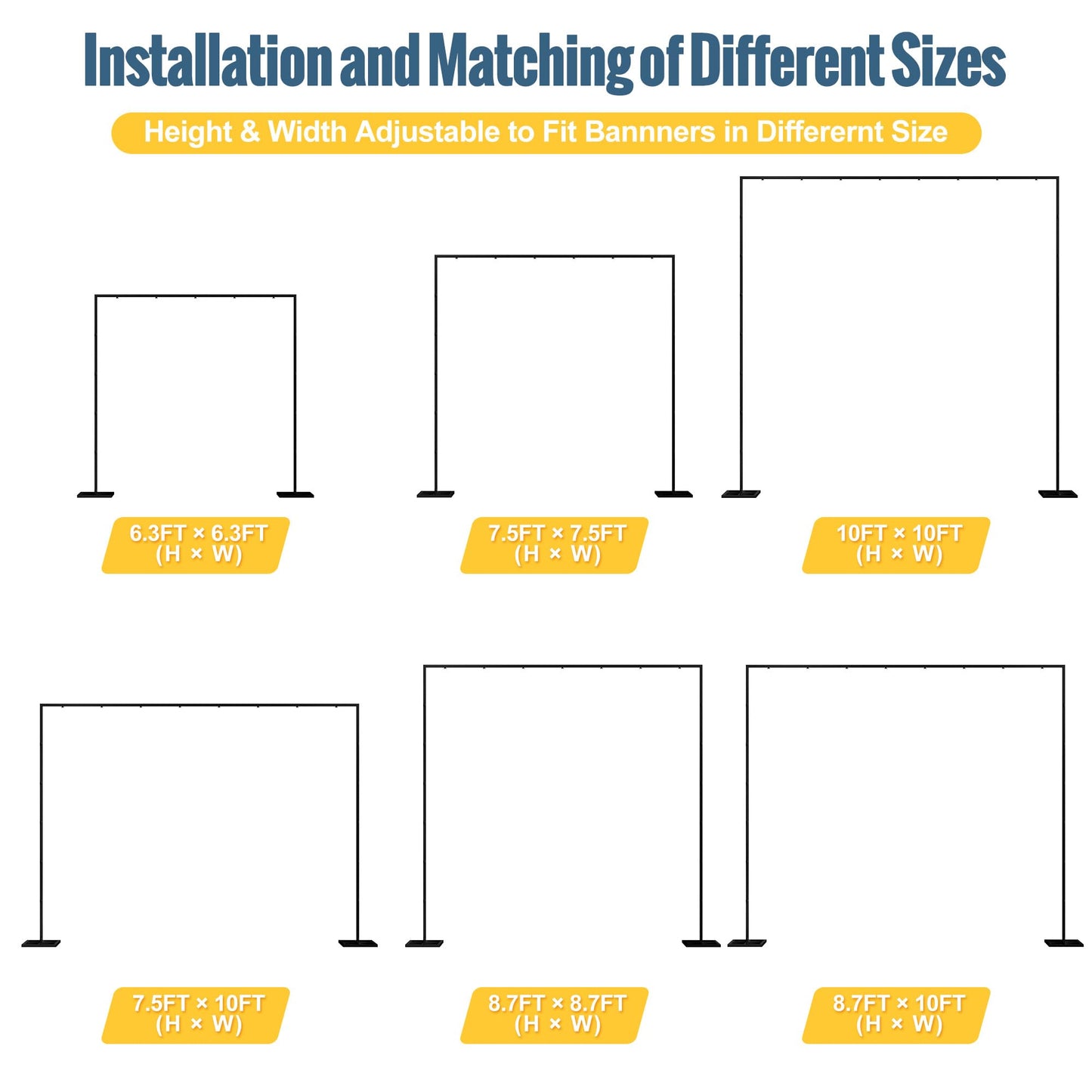 Wokceer 10 FT Backdrop Stand Heavy Duty Pipe and Drape Kit, Adjustable Black Backdrop Stands for Wedding Photo Booth Background Birthday Party Photography Exhibition Decoration