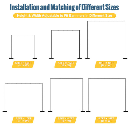 Wokceer 10 FT Backdrop Stand Heavy Duty Pipe and Drape Kit, Adjustable Black Backdrop Stands for Wedding Photo Booth Background Birthday Party Photography Exhibition Decoration