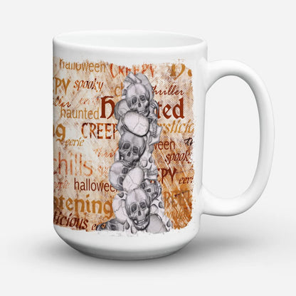 Caroline's Treasures SB3012CM15 Creepy, Haunted and Frightful with skulls Halloween Dishwasher Safe Microwavable Ceramic Coffee Mug 15 ounce, 15 ounce, multicolor