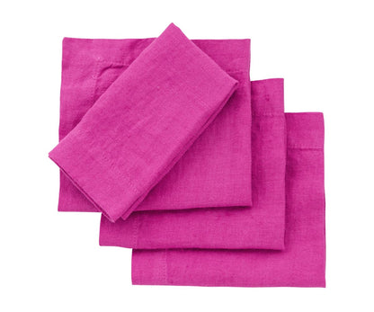 Linen Cocktail Napkins 12 x 12, 100% Pure Linen Napkins, Set of 4, Pink Table Napkins, Farmhouse Orchid Cloth Napkins, Weddings, Pink Napkin and Everyday Use, Halloween, Thanksgiving