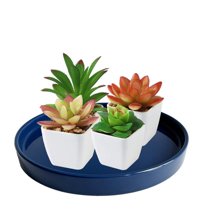 2 Pack Ceramic Plant Saucer Pot Tray 6 Inch, Planter Saucers 4 5 6 7 8 9 10 11 12 13 Inch for Indoors Outdoor, Durable Sturdy Flower Drainage drip Water Tray for Glazed Pots Base (6.4 Inch-Blue)