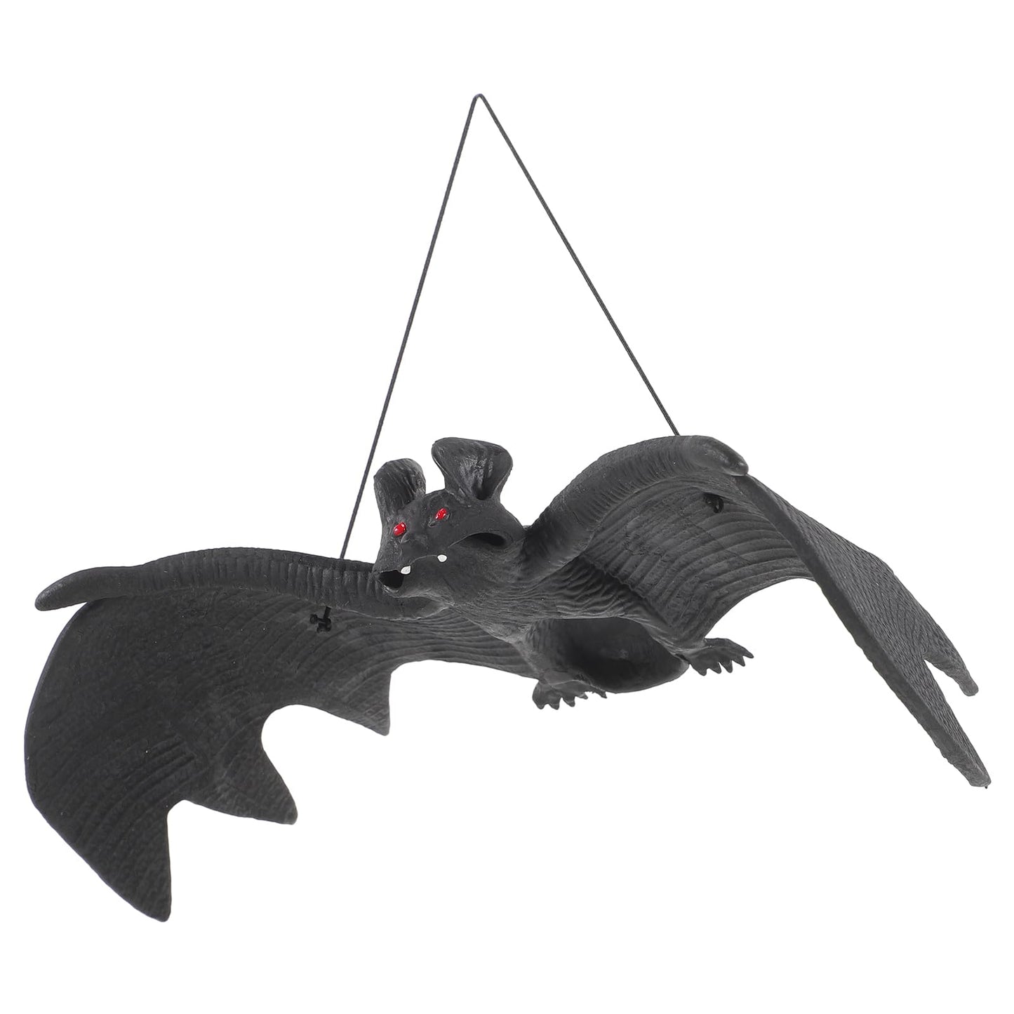 LUOEM 3 PCS Halloween Simulation Hanging Bats Realistic Looking Spooky Rubber Hanging Bats Props for Halloween Decoration (24 x 9cm)