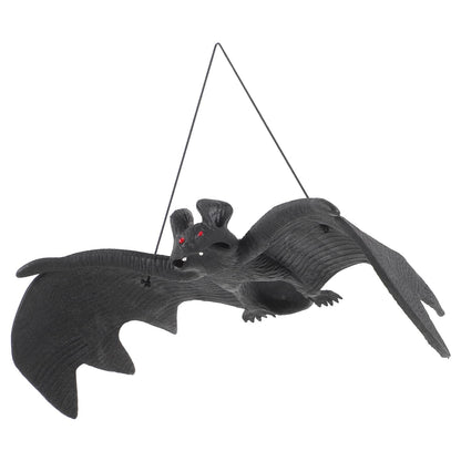 LUOEM 3 PCS Halloween Simulation Hanging Bats Realistic Looking Spooky Rubber Hanging Bats Props for Halloween Decoration (24 x 9cm)