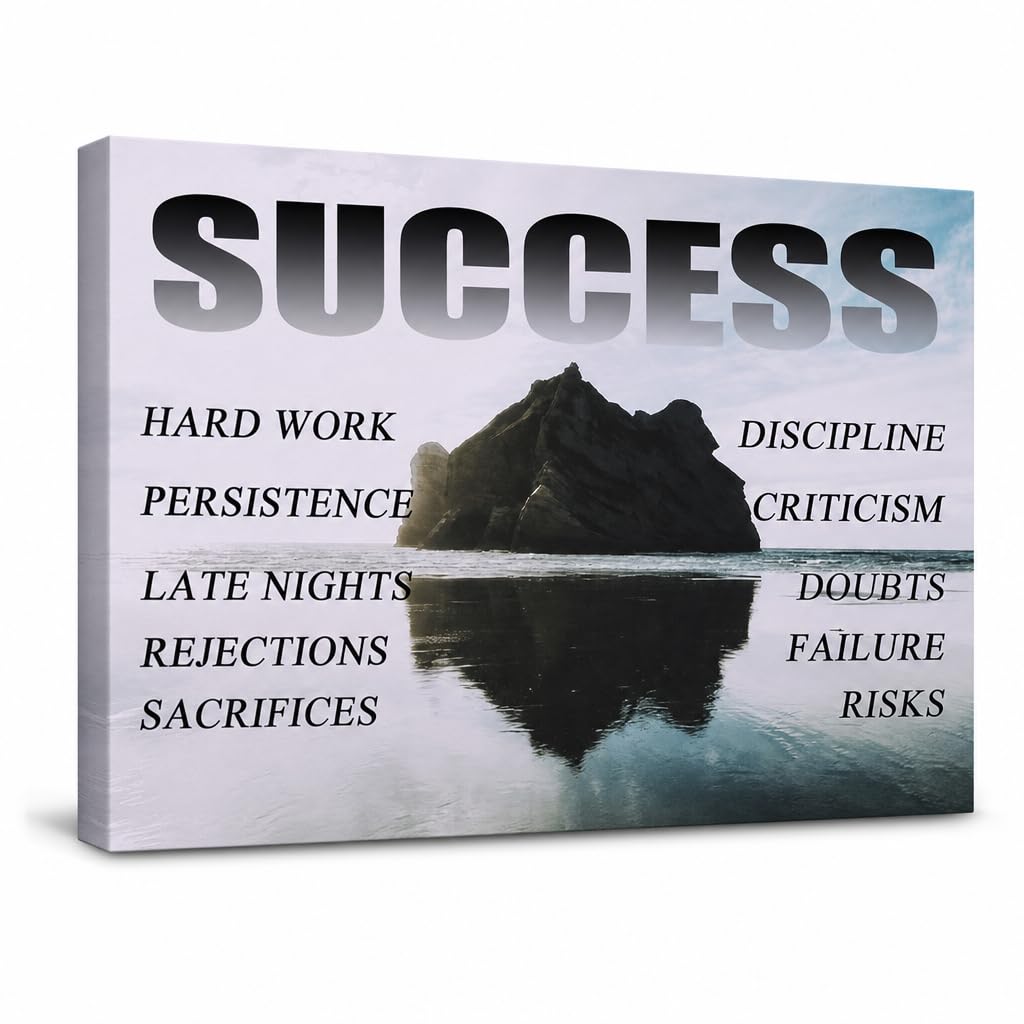 Motivational Canvas Wall Art Success Entrepreneur Quotes Poster Print Inspirational Pictures Painting for Office Class Room Home School Wall Decoration Stretched and Framed [24''Wx18''H]