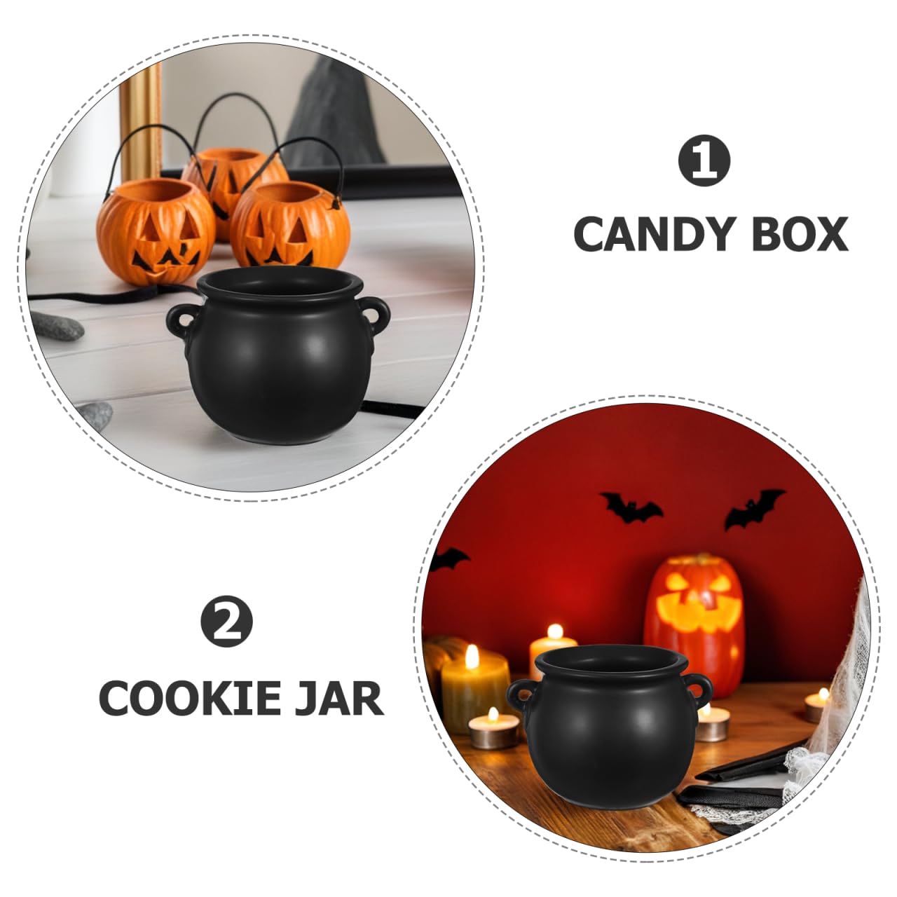 Cabilock Ceramic Witch Cauldron Bowl Halloween Candy Bucket for Treats Snack Serving Tray Decorative Dish for Parties and Festivities